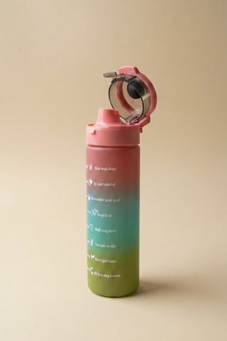 Renkli Cam Motivasyon Matarası 550 Ml Pembe