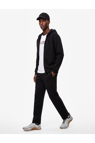 Koton Cepli Şardonlu Oversize Kapşonlu Fermuarlı Spor Sweatshirt Siyah 7wam70023nk