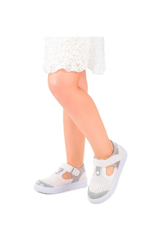 Kiko Kids Kız Çocuk Günlük Ayakkabı Arz 2324 Beyaz - Gümüş