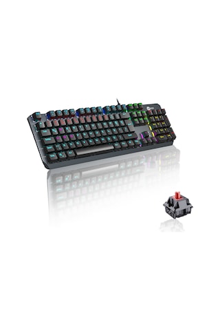 Lecoo GK301 USB Kablolu Red Switch Makrolu RGB Gaming Mekanik Türkçe Q Klavye Metalik Gri