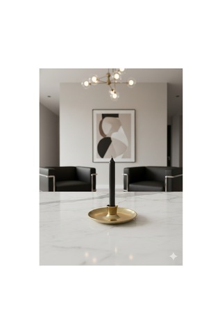 Mat Pirinç Gold Modern Şamdan - Dekoratif Lüks Mumluk