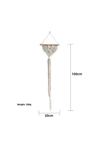 Hombey Bej Uzun Kumaş Kanatlı Yarasa Desenli El Dokuma Duvar Dekoru, Bitki Saksi Asma Sepeti, Ev Dekorasyon Aksesuarı Diğer