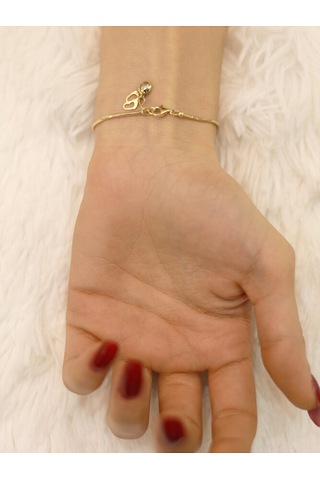 14 Ayar Altın Balık Sırtı Zincir Kalpli Bileklik Altın