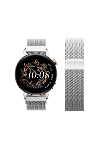 Huawei Watch Gt3 Elegant / Gt2 42mm Uyumlu 20mm Manyetik Milanese Loop Metal Kordon Gümüş