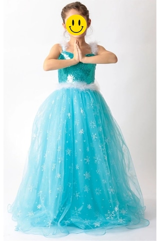 Parti Selesi Frozen Elsa Askılı Kostüm Mavi