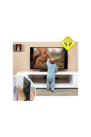 Powermaster Pwr-22080 Lcd Led Tv Güvenlik Kemeri Unite Askı Aparatı Televizyon Sabitleyici Deprem Sabitleyici