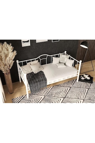 Reyo Kamelya Sedir Metal Karyola Beyaz 90 X190