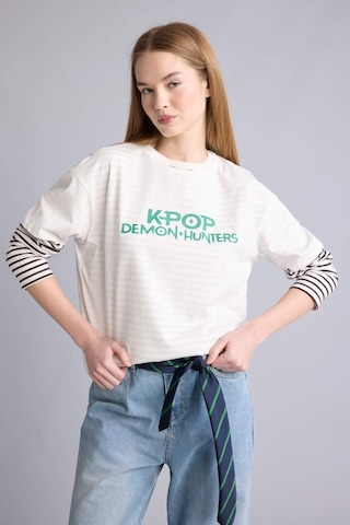 Defacto Kpop - Demon Hunters Oversıze Sırt Baskılı Tişört H7152ax26spwt32 Beyaz-wt32