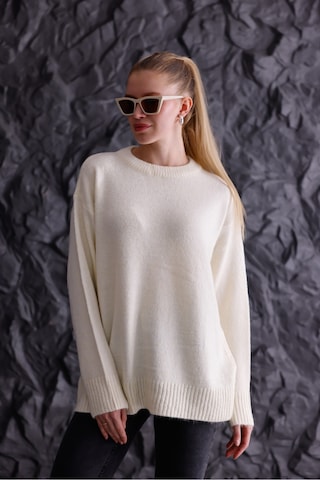 Bisiklet Yaka Oversize Basic Triko Kazak Bej