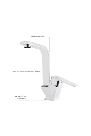 Tema Kare Slim Tek Gövde Kuğu Lavabo Bataryası Krom