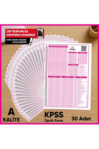 KPSS (GY-GK) Deneme Sınavları İçin 30 Adet Optik Form