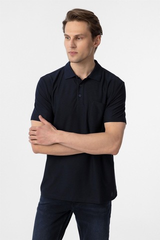 Süvari Lacivert Regular Armürlü Polo Yaka Tişört-37272 Lacivert
