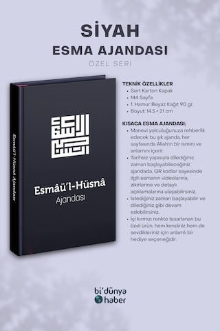 Esmaül Hüsna Ajandası- Siyah Özel Seri Çok Renkli