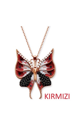 925 Ayar Gümüş Mineli Kelebek Kolye + Isme Özel Notlu Kutu