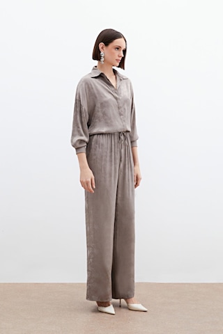 Sateen Jakarlı Saten Pantolon - Vizon-136048 Vizon