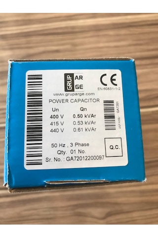 Gruparge 0.5/0.61 Kvar 400v/440v Kondansatör