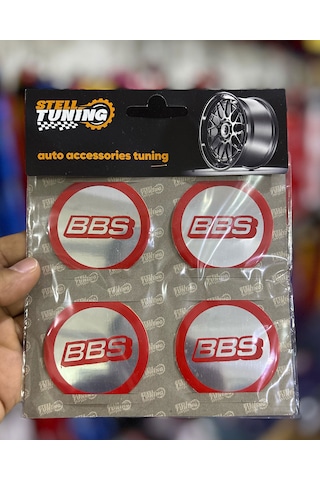 Universal Araç Uyumlu, Bbs Jant Göbeği Arması, Sticker 4'lü Set 60mm Kırmızı