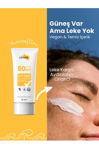 2 Li Güneş Kremi Spf 50 Leke Karşıtı Vegan Glutensiz 50ml X 2
