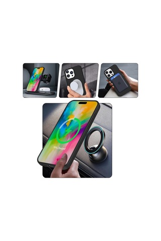 Apple Uyumlu iPhone 17 Pro Max Kılıf M-safe Şarj Özellikli Standlı Zore Samara Kapak Titanyum-gri