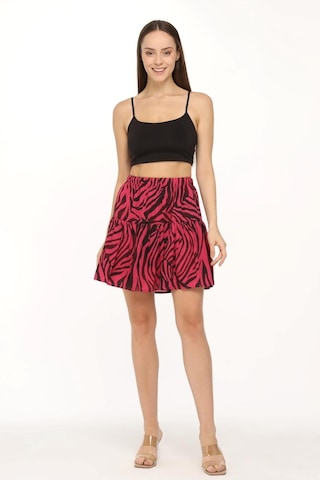 Şifon Krep Kumaş Şort Etek-429-fuşya Fuşya