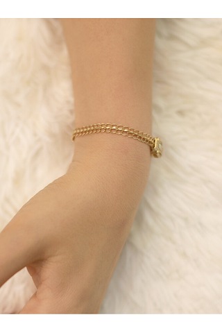 14 Ayar Altın Viyana Zincir Kare Baget Bileklik Altın