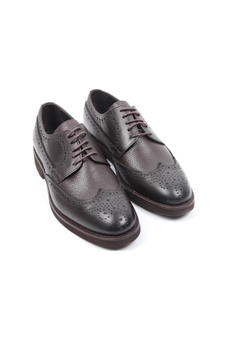 İgs Kahve Deri Klasik Erkek Ayakkabı Brogue Detaylı Bağcıklı Model-16243