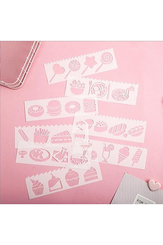 Aubyhe Çocuklar İçin Çizim Åÿablonu Seti - 8 Adet Pp Malzeme, 16 Farklı Desen Bitki, Hayvan, Gã¼naydä N/ã Ä Ktä , Parti Vb. , 18.3x5.5 Cm Uzun Åžekilli Åžablonlar