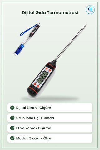 Gıda Termometresi Dijital Probe Mutfak Sıcaklık Ölçer Et Yemek Pi