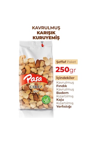 Paşa Kuruyemiş Kavrulmuş Karışık Kuruyemiş Şeffaf Paket 250 G