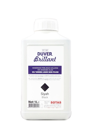Duver Brillant 1 Litre Siyah Kendinden Parlaklık Sağlayan Sıvı Ayakkabı Cilası Siyah