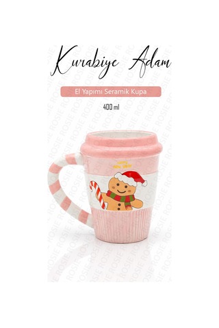 Kurabiye Adam Yılbaşı Hediyesi, Kahve Ve Çay Kupası 400 Ml Beyaz