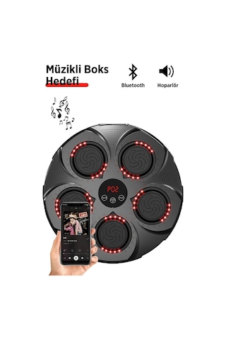 Ritimli Kum Torbası Boks Makinesi -akıllı Boks Egzersiz Aleti - Müzikli Boks Hedefi Siyah