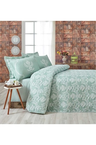 Kapitone Yatak Örtüsü Seti Tek Kişilik Pure Suyeşili