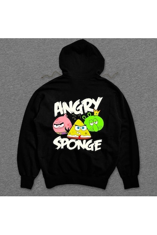 Angry Sponge Sünger Bob Game Sweatshirt Unisex Kapüşonlu Hoodie 001