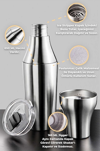 Primanova Gadget Çok Amaçlı Paslanmaz Çelik Kokteyl Shaker 650 Ml