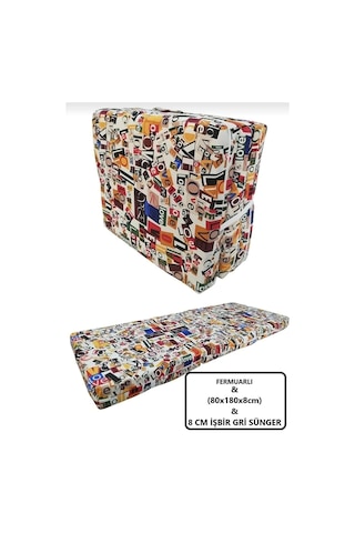 Lüks Katlanır Yatak 80x180x8 Cm Sünger Love Desen