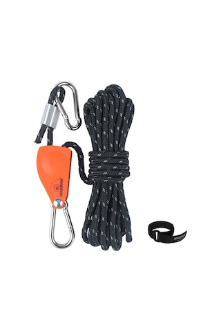 Monyee Siyah 6mm 5m Poliester Kamp Rengi, Kayma Ayarlı Teli, 348kg Yük Kapasitesi, Çinko Alaşımlı Ve Plastik Katrol Siyah