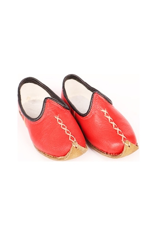 El Yapımı Hakiki Deri Çocuk Yöresel Yemeni Çarık Kırmızı