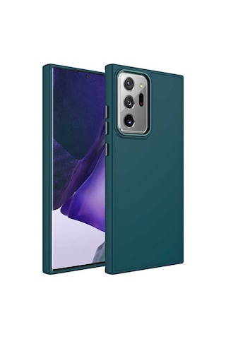 Galaxy Note 20 Ultra Kılıf Metal Çerçeve Ve Buton Tasarımlı Silikon Zore Luna Kapak Lavendery Gray