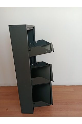 3'lü Metal Ayakkabılık Antrasit - 3 Kapaklı Antrasit