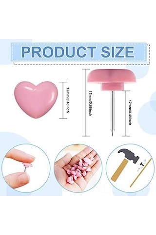 Mufunye 100 Adet Pembe 0.47 İnç Uçlu Pushpin - Yumuşak Tahta Duvar Panosu İçin Fotoğraf Kartpostal Harita Sabitleyici Ofis Ve Ev Dekorasyon Çivi