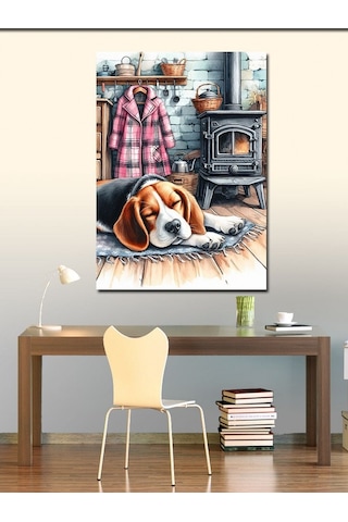 Kanvas Tablo Soba Karşısında Uyuyan Köpek 70cmx100cm