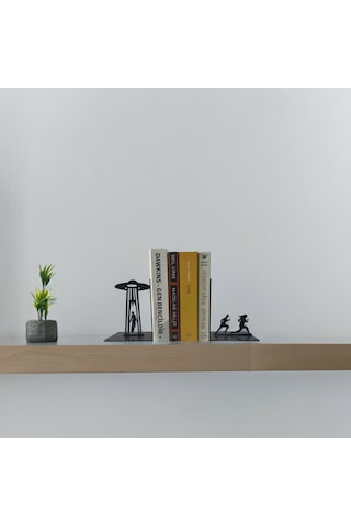 Ufo Figürlü Metal Kitap Desteği Kitap Tutucu Ev Ve Ofis Dekorati