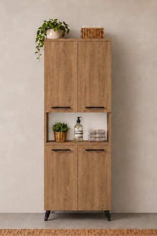 Reyo Enda Home Listra 4 Kapaklı Çok Amaçlı Dolap 170,8 Cm, Raflı, Ayaklı Depolama Dolabı - Atlantik Çam