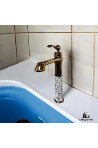 İsaoğlu Yapı Bakır Çanak Lavabo Bataryası Bronz Çanak Armatür Vintage Model Bakır