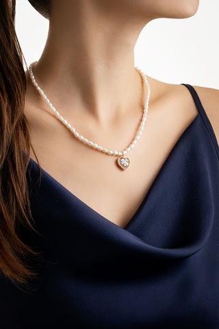 Cameo Italiano 18 Ayar Sarı Altın Kaplama 47 Cm Gümüş İnci Kolye Sarı