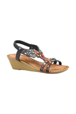 Guja 25y151-6 Kadın Taşlı Dolgu Topuklu Lastikli Comfort Sandalet Siyah Siyah