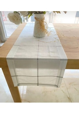 Storeşahin Masa Üzerine Runner, Masa Örtüsü Runneri Tek Runner Belena 30/130 Cm Gri Çizgili Shn0720