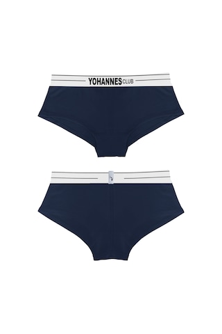 Yohannes Club, Kadın Pamuklu İç Çamaşırı Takımı, Renk Seçenekli, Üçgen Sütyen-kemerli Boyshort-boxer Külot Lacivert
