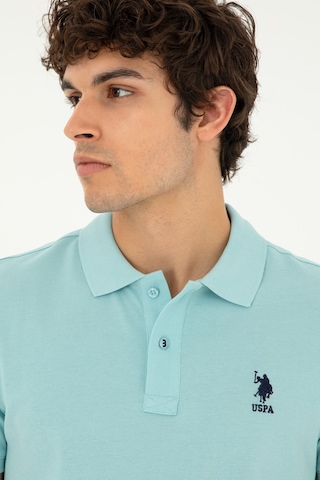 U.S. Polo Assn. Erkek Slim Fit Polo Yaka Su Yeşili Basic Tişört 50279613-VR083